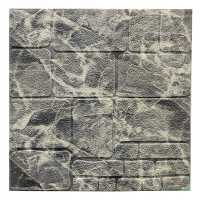Самоклеюча декоративна 3D панель камінь чорно-білий мармур 700х700х7мм (154)